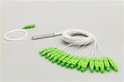 1x16 SC APC Plc Fiber Splitter, Steel Tube, Bare Fiber 250µm, Singlemode
